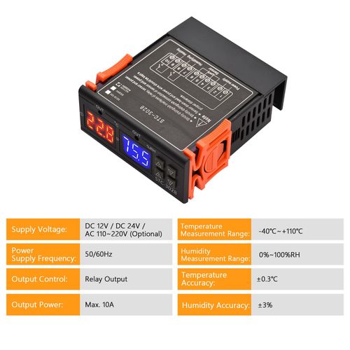 Digital Temperature Controller STC-3028 Intelligent Temperature Regulator AC 110~220V Refrigerator Thermostat Support Heating/Cooling/Humidification/Dehumidification/Temperature Correction NO5131