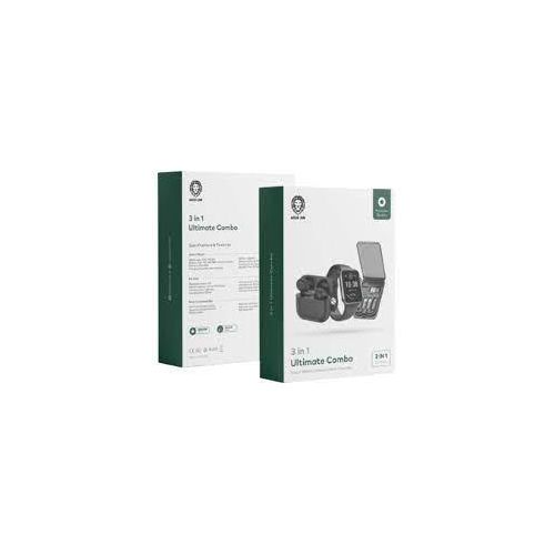 Green Lion 3 In 1 Ultimate Combo (Smart Watch/Earbud/Multi Travel Box) - Black