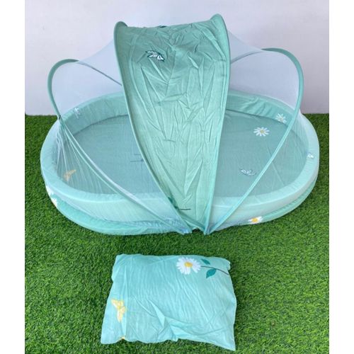 Foldable Baby Net Crib- Pink, Color May And Design Vary