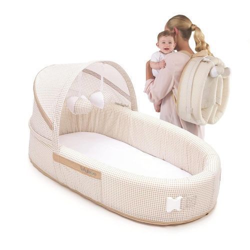 3-In-1 Baby Carrier & Portable Bassinet, With Mini Diaper Storage Bag - Cream