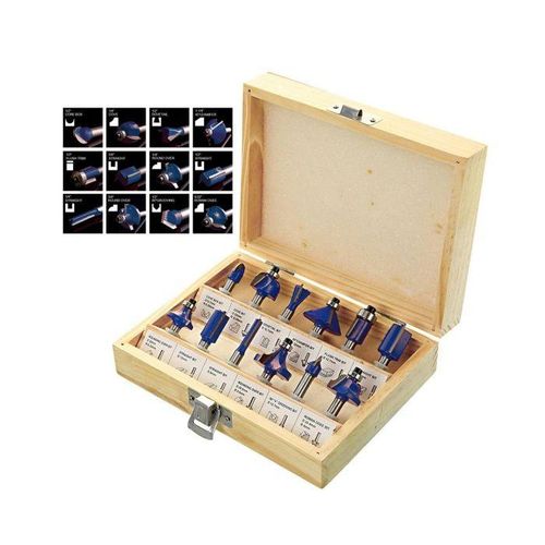 INGCO 12 Pcs Router Bits Set(6mm) - Yellow, Blue,Yellow