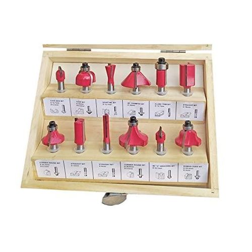 INGCO 12 Pcs Router Bits Set(6mm) - Yellow, Blue,Yellow