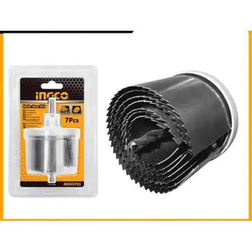 INGCO Hole Saw Set ( 07Pcs Set) For Wooden, Plastic, Fiber Sheet