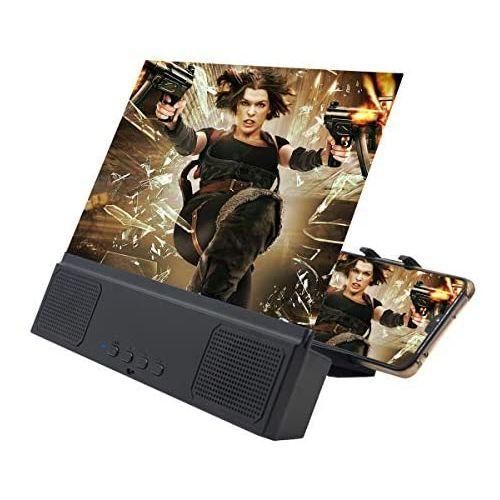 12'' 3D Mobile Phone Screen Magnifier Amplifier With Bluetooth Speaker, Black.