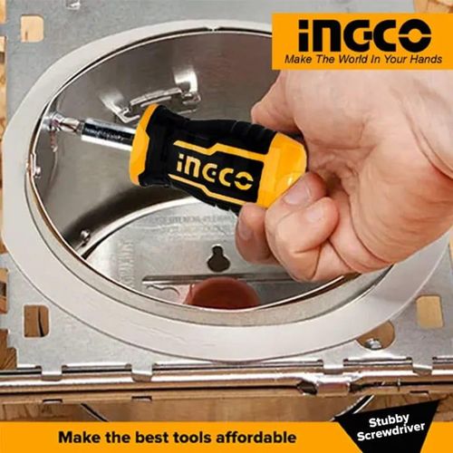 INGCO Akisds1728 8-In-1 Stubby Ratchet Screwdriver Set - Orange