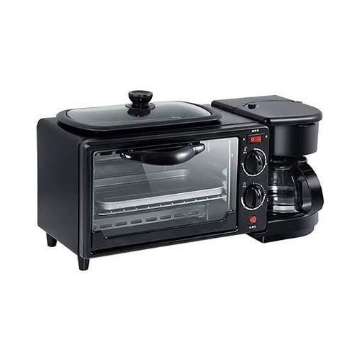 Hoffmans 3 In 1 Home Breakfast Machine Maker Coffee Frying Pan Bread- Microwave -Black&Red