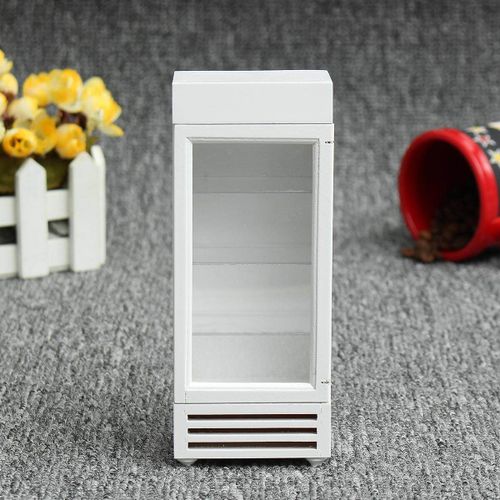 1:12 Miniature Display White Wooden Fridge Dollhouse Accessories Appliance Gift
