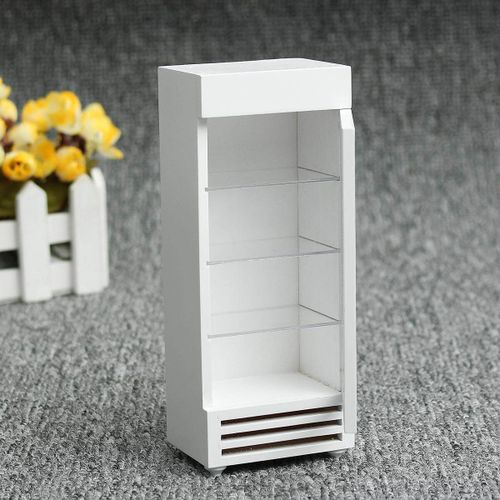 1:12 Miniature Display White Wooden Fridge Dollhouse Accessories Appliance Gift