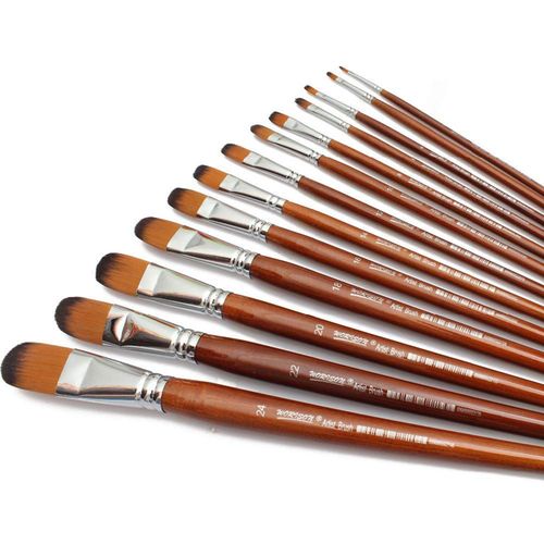 12Pc Set Round Artist Brushes-wood