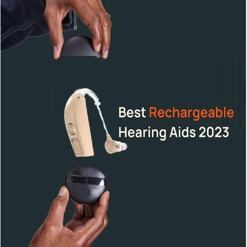 Rechargeable Ultra Thin Hearing Aid, - Brown.