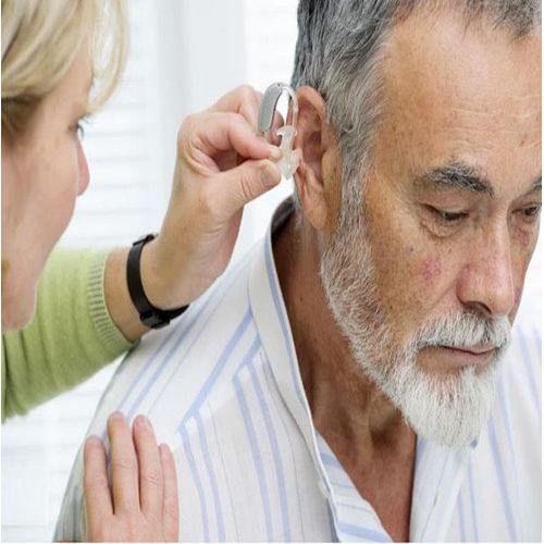 Rechargeable Ultra Thin Hearing Aid, - Brown.