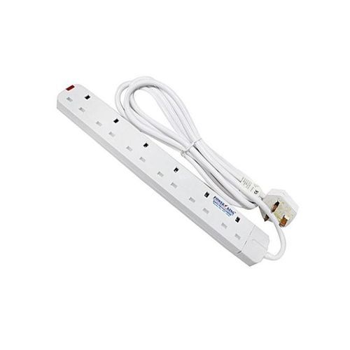 Power King Extension Cable 6 Way - 3 Meter Cable - White