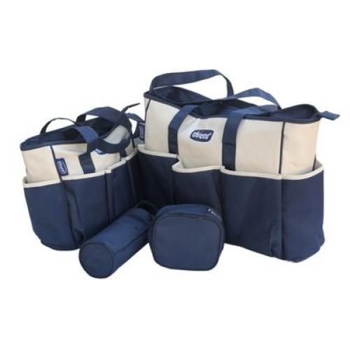 5Pc Baby Multi-Functional Carrier Bag - Cream /Navy Blue
