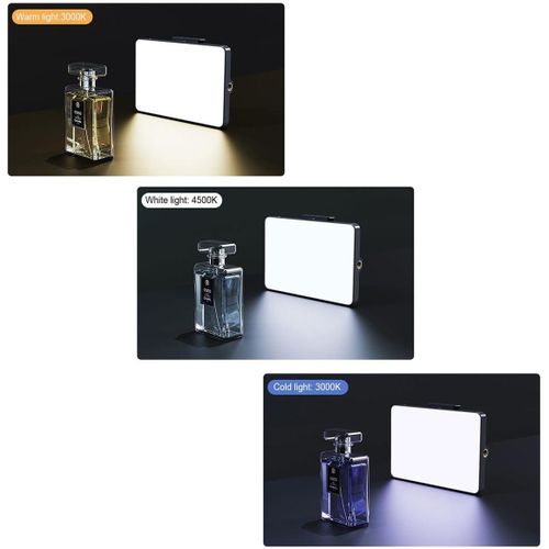 LED Camera Light, Portable Photography Video Lights Selfie Light for iPhone,Warm and Cool 3 Colors 3000-9900K, 72pcs Beads, with Cell Phone Clip, with 1/4 Standard Screw, Rechargeable CRI 80