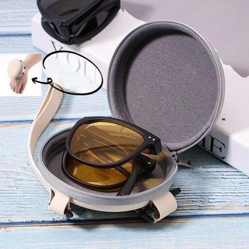 Folding Eyeglasses Case Portable Sunglasses Case Round
