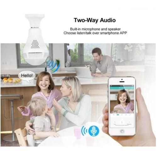 Home Security CCTV Spy Bulb Camera &Two Way Audio - White