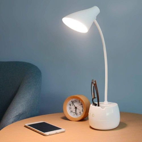 Bedroom Lamp Eye Protection Learning Folding Clip Charging Bedroom Table Lamp - White
