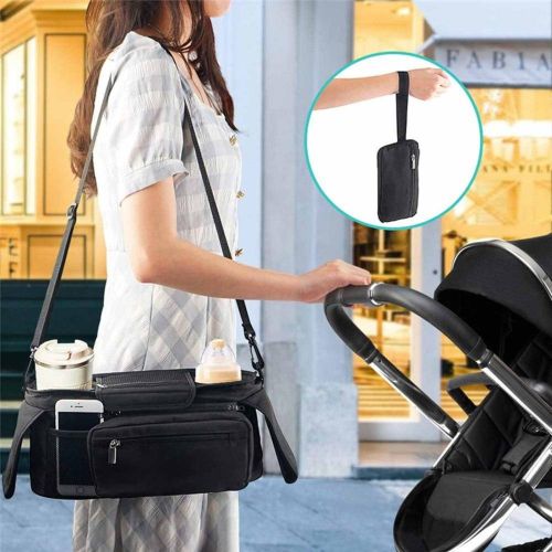 Universal Stroller Organizer  with Waterproof Insulated Cup Holder for Stroller like Uppababy Baby Jogger NO5292