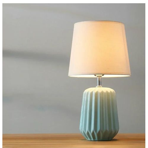 Table Lamp Home Bedside Night Light With Cloth Lampshade Wooden Base(without Bulb)