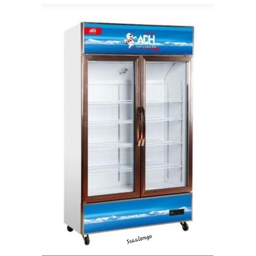 ADH 655 Liters Glass Two Door Display Showcase Refrigerator- White