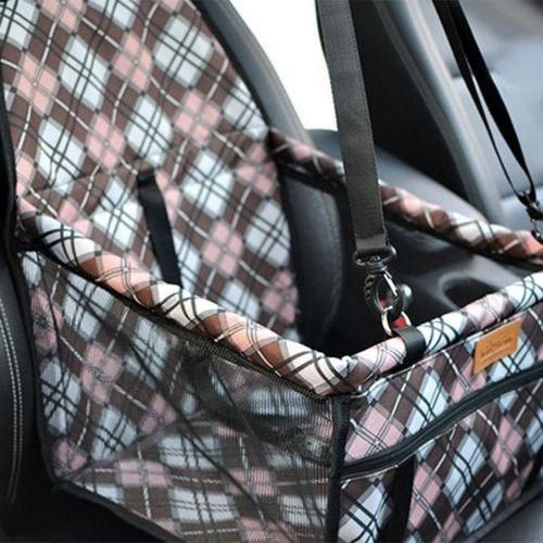 Portable Foldable Pets Dogs Cats Car Crate Lookout Booster Seat Bag Carrier Travel Outdoor Pets Beds Simple Grid