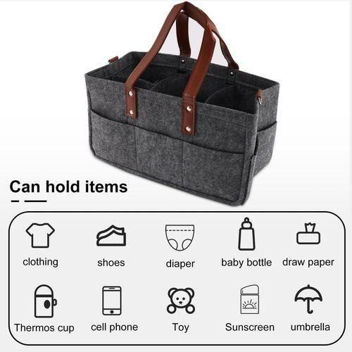 Baby Diaper Organizer Holder Shower Basket Bag Dark Grey