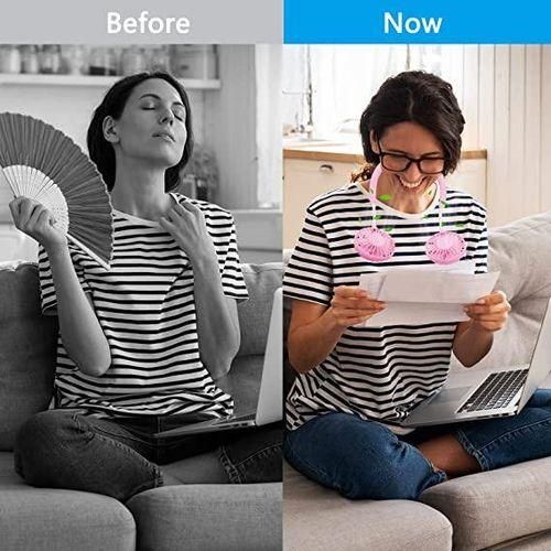 360° rotating neckmounted electric fan 3level adjustable portable USB fan