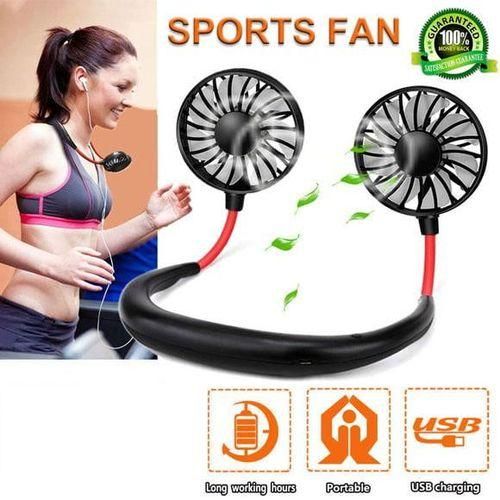 USB portable mini fan handsfree neck hanging sports fan 3speed mini double fan with night light