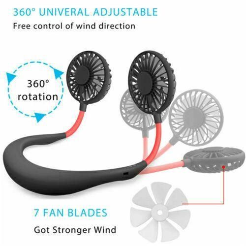 Portable 360° Cooling Neck Fan USB Rechargeable Mini Air Conditioner Fan