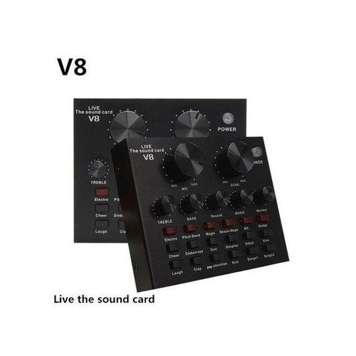 Microphone with V8 BM800 sound card kit, supporting capacitor, USB, Bluetooth, studio recording, professional karaoke - black