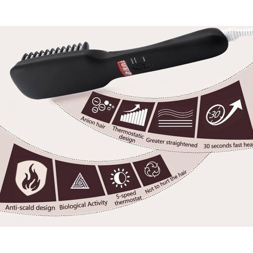 Heating 2 in 1 Ionic Hair Straightening Brush Comb Irons with LCD Display Electric Dual Volt Hair Straight Brush 300F to 450F