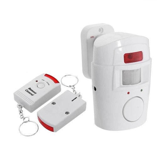 Wireless Remote Controlled Mini Alarm With IR Infrared Motion R Detector & 105dB Loud For Home Security Anti-Theft - White