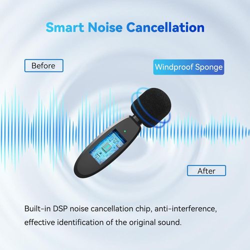 3 in 1 Mini Microphone Wireless Lavalier Microphones for iPhone, Android and Camera- 2.4G Cordless Double Mics with Noise Reduction-Professional Video Recording Lav Mic for Interview, Vlog-Black