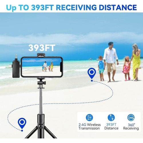 3 in 1 Mini Microphone Wireless Lavalier Microphones for iPhone, Android and Camera- 2.4G Cordless Double Mics with Noise Reduction-Professional Video Recording Lav Mic for Interview, Vlog-Black