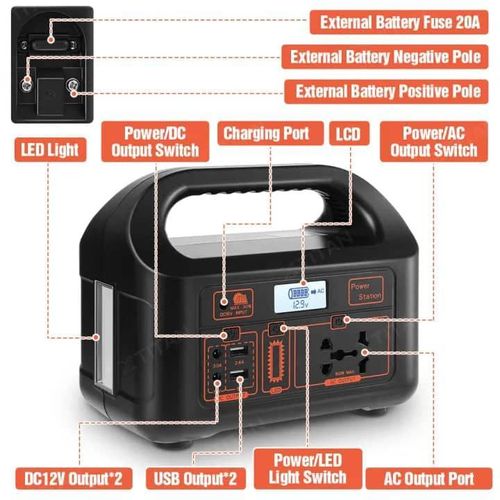 150W Inverter Camping Energy Storage 50Hz/60Hz Sine Wave 12Ah Storage System Can Connect The External Battery Outdoor Power Bank Portable Power Station 220v Inverter 110v Mobile Solar Power Supply Generator- Black