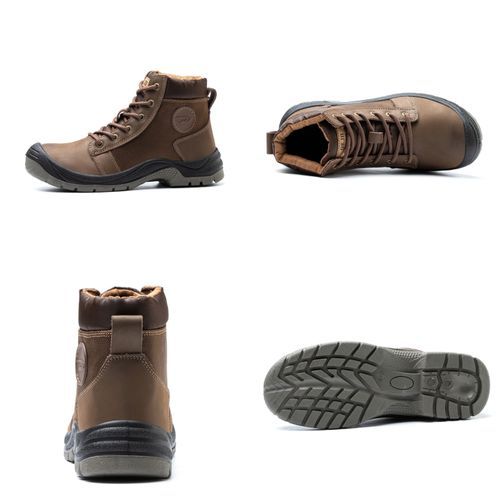 Safety Shoes Steel Toe Work Boots Anti-Smashing Anti-Puncture - Brown