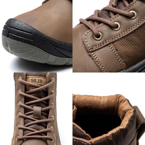 Safety Shoes Steel Toe Work Boots Anti-Smashing Anti-Puncture - Brown