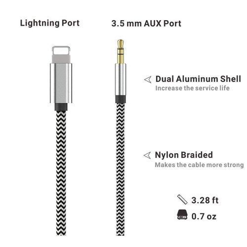 HZ Aux Lightning Audio Cable -Black