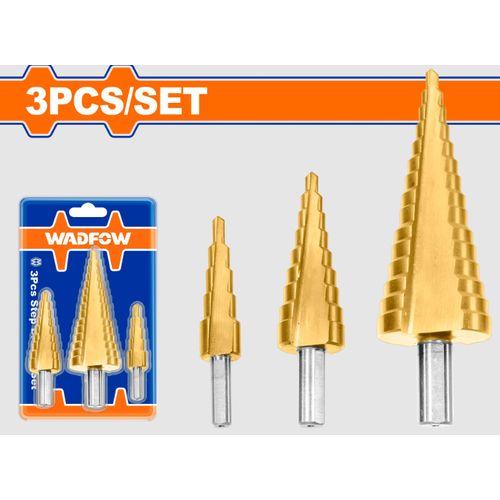WADFOW WJD3401 - 3 Pcs Step Drill Bit Set - Blue