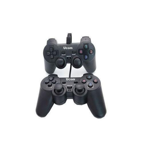 PC Twin Controller Game Pads Double Shock Vibration - Black