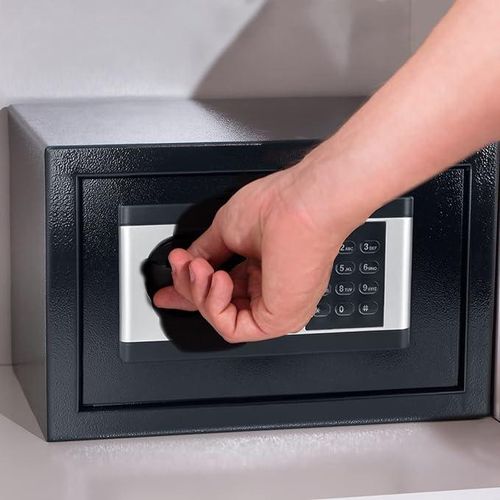 Small Digital safe ,Steel Small Home Office Digital Electronic Fireproof Safe Box-Black
