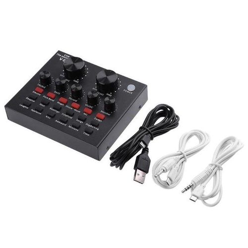 V-8 Sound Card Mixer Audio Interface External Streaming USB