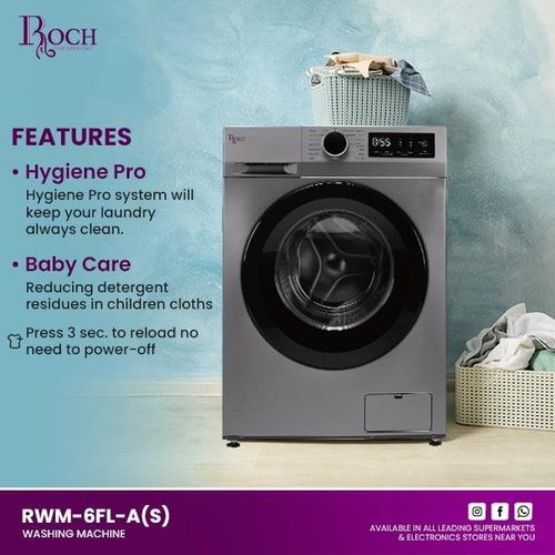 Roch 6 KG Front Loader Automatic Washing Machine - Silver