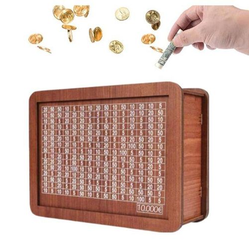 Wooden Savings Tracker Vintage Bamboo Money Box With Target For Kids