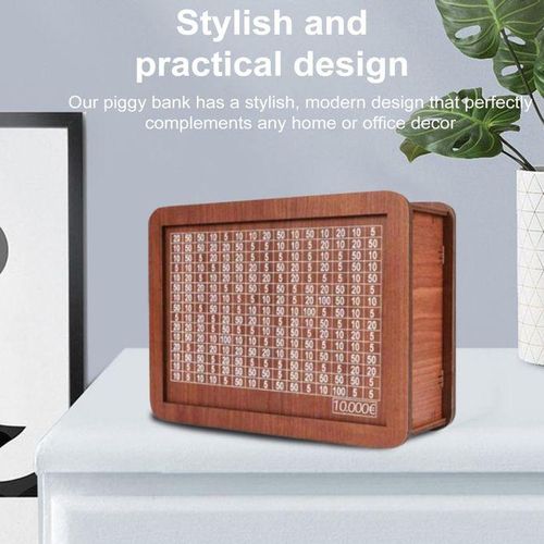 Wooden Savings Tracker Vintage Bamboo Money Box With Target For Kids