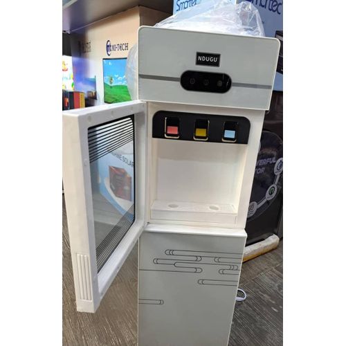 3 Taps Water Dispenser With Cabinet (storage Compartment) - White & Silver