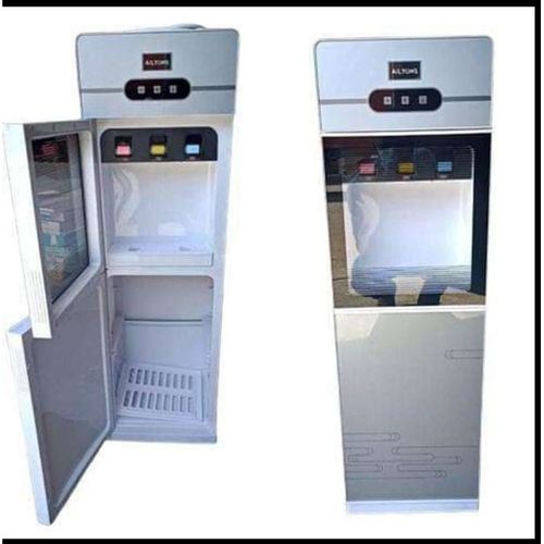 3 Taps Water Dispenser With Cabinet (storage Compartment) - White & Silver