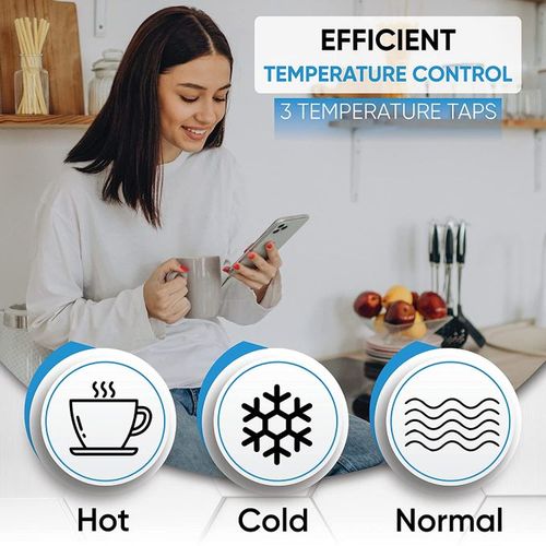 3 Taps Water Dispenser With Cabinet (storage Compartment) - White & Silver