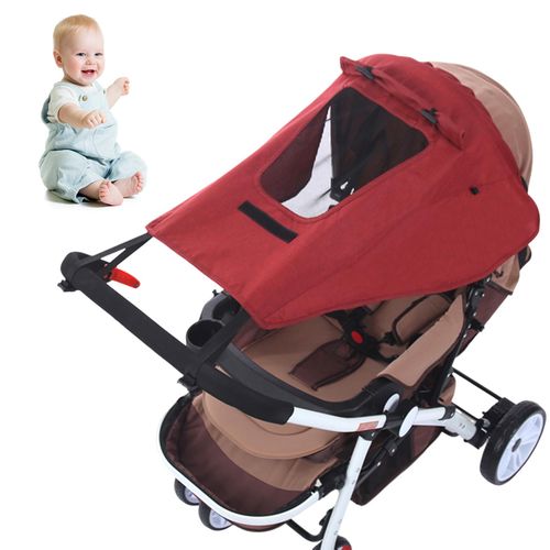 Baby Stroller Sunshade Cover Easy to Install Adjustable Design Stroller Accessories Protect Your Little One from Sun and Rain,Wine Red NO5311