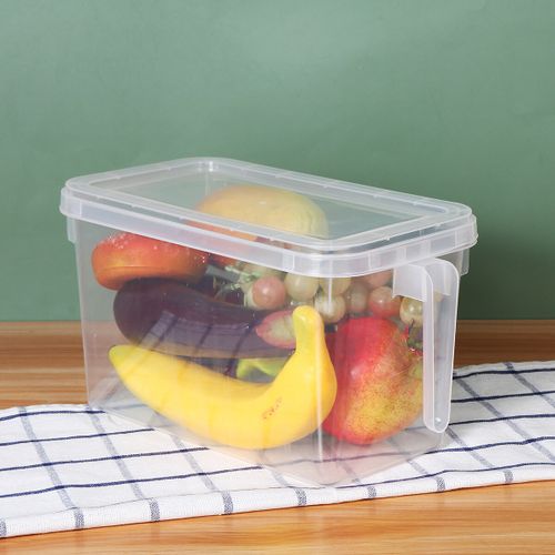 Kitchen Fridge Organizer Clear Storage Box Egg Fruit Food Container With Handle Clear